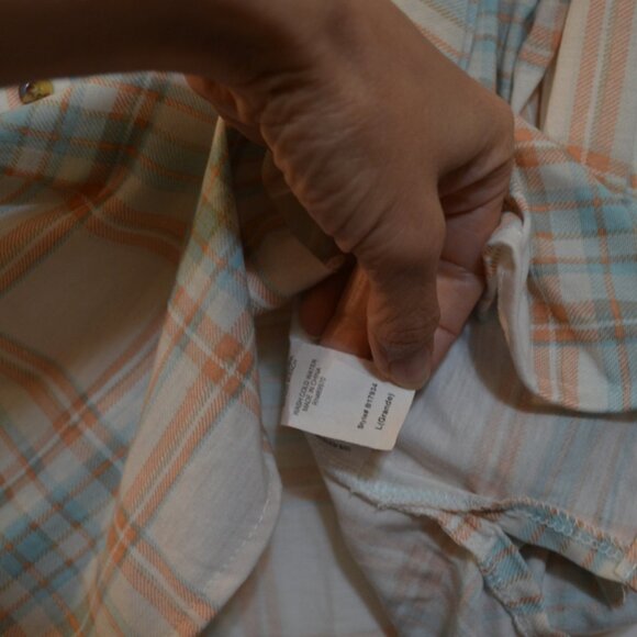 PASSPORT Button Down Plaid Pastel Colors Girls Shirt L - Picture 3 of 5